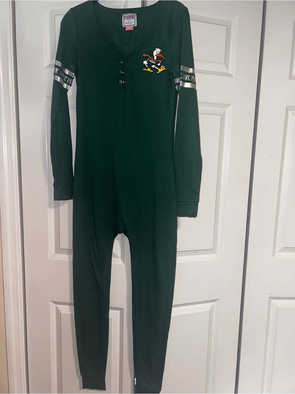 PINK Victoria's Secret Dark Green Long Sleeve Footie U Of M